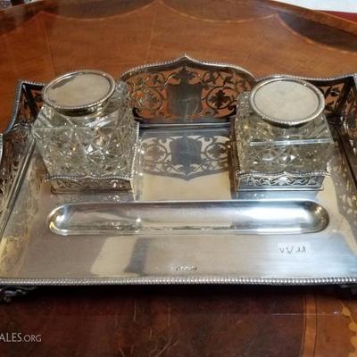 Lot-112 Silver & Crystal Ink Set Henry Wilkinson