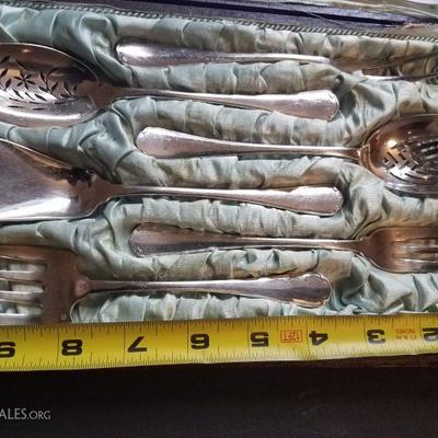 Lot-52 Set of 6 Christofle Orfevrerie Flatware Serving Pieces in Case