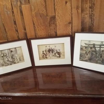 Lot-27 Set of 3 Japenese Estampes Framed in Glass