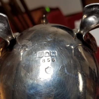 Lot-157 2 Pc Silver Stamped 855 Gravy Boat Pair