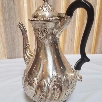 Lot-81 Warranted Silver Black Handled Teapot 1204