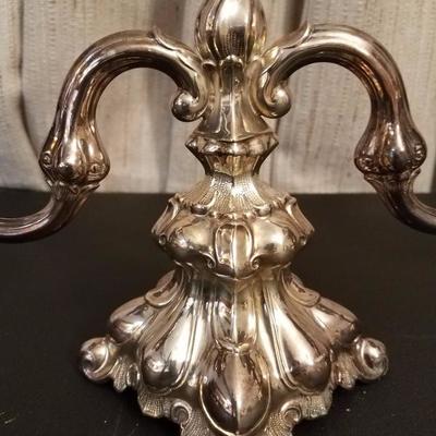 Lot-37 Pair of 8"  2-Candle Candelabra Silver Plate