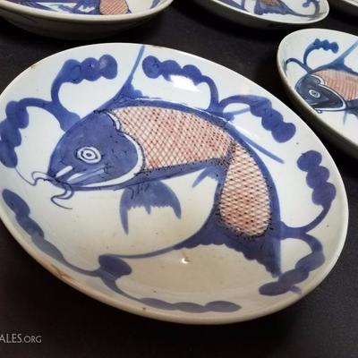 Lot-117 Set of 6- 9 1/2"Tao-Kwang Plates  (Red pattern)