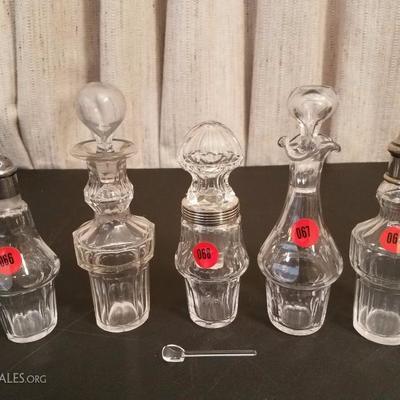 Lot-93 5 Various Baccarat Serving Bottles W/ Metal Rack