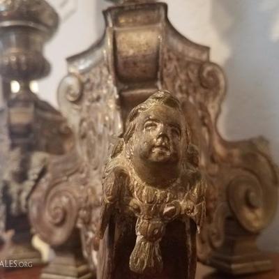 Lot-32 Pair of Victorian Cherub Footed Candelabras 