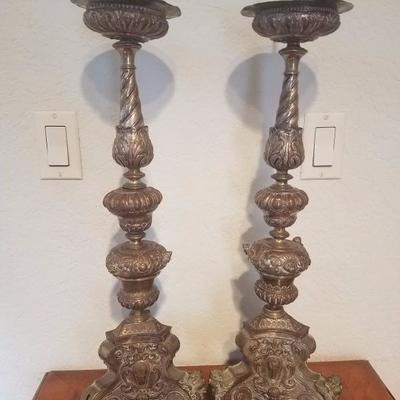 Lot-32 Pair of Victorian Cherub Footed Candelabras 