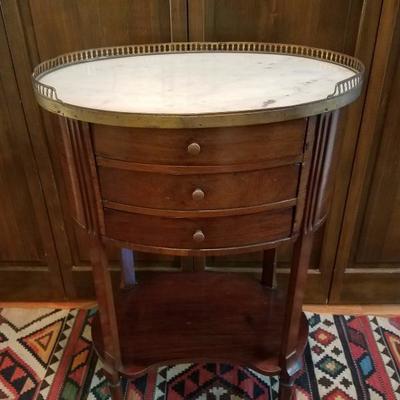 Lot-19 Small 3 Drawer End Table W/ Marble Top