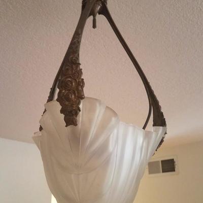Lot-43 Triple Arm Hanging Glass Art Deco Ceiling Light