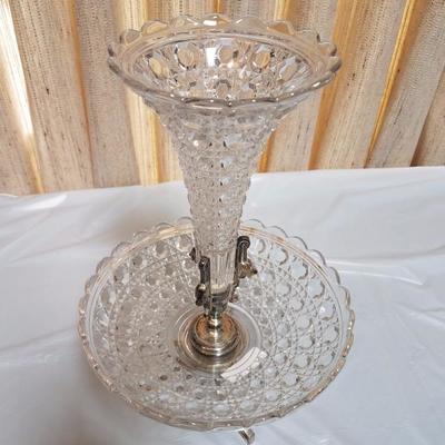 Lot-94 Vintage Footed Crystal Baccarat Bowl 2 Tier