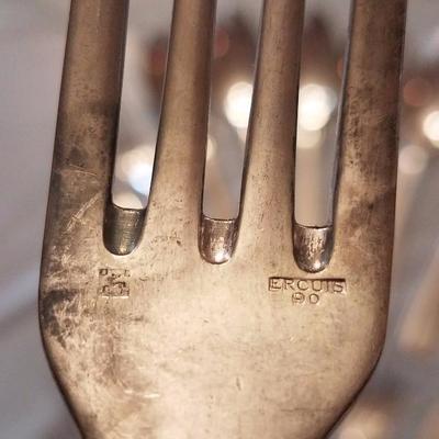 Lot-63 42 Pc Loose Ercuis Silverware Stamped Knives & Spoons