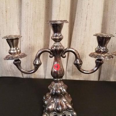 Lot-38 Pair of 11" 3-Candle Candelabra Silver Plate