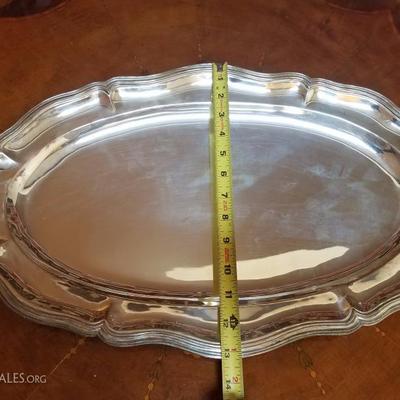 Lot-76 21 1/2" x 13" Silver Serving Platter Stamped 900