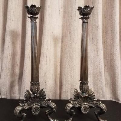 Lot-35 Pair 19th Century Elkington Claw Foot Candelabras 