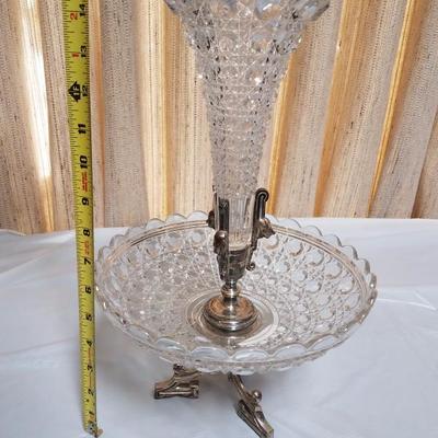 Lot-94 Vintage Footed Crystal Baccarat Bowl 2 Tier