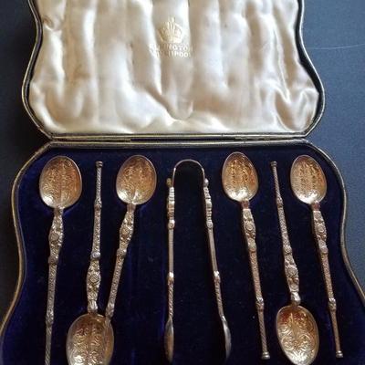 Lot-47 Elegant 7pc Elkington Tea Spoon Set Flatware Liverpool England
