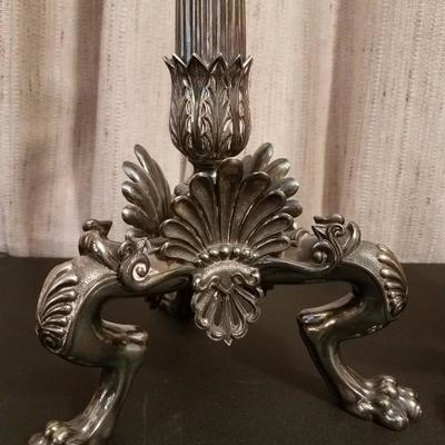 Lot-35 Pair 19th Century Elkington Claw Foot Candelabras 