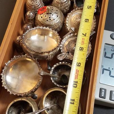 Lot-79 48 Pc Mixed Silver Plate Lot Salt Cellars & Shakers