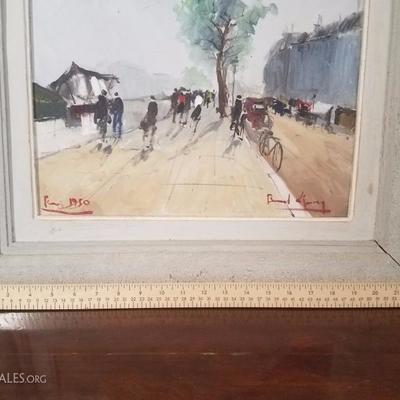 Lot-21 Small Vintage Wooden Framed Paris 1950 Painting Artist Signed
