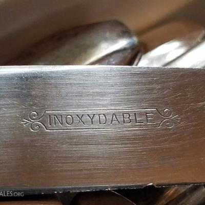 Lot-55 83 Pc Inoxydable 840 Stamped Flatware Silverware Forks Knives Spoons