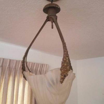 Lot-43 Triple Arm Hanging Glass Art Deco Ceiling Light