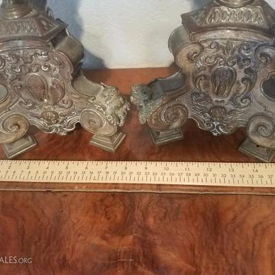 Lot-32 Pair of Victorian Cherub Footed Candelabras 