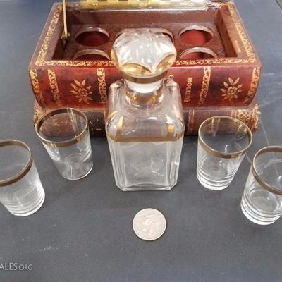 Lot-111 Hidden Mini Decanter & Shot Glasses In Books