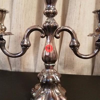 Lot-38 Pair of 11" 3-Candle Candelabra Silver Plate