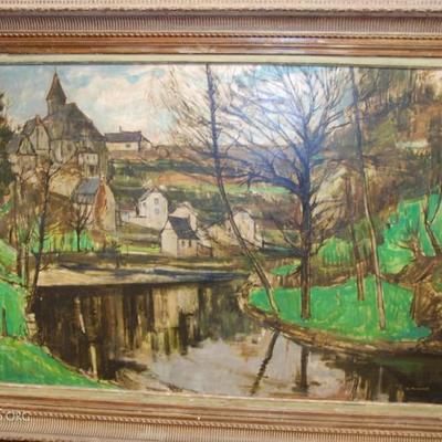 Lot-24 Vintage 1955 Painting Oil on Canvas 57"x42" Signed