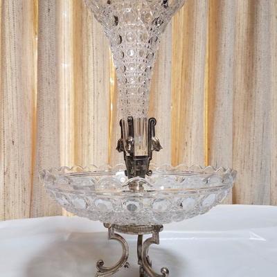 Lot-94 Vintage Footed Crystal Baccarat Bowl 2 Tier