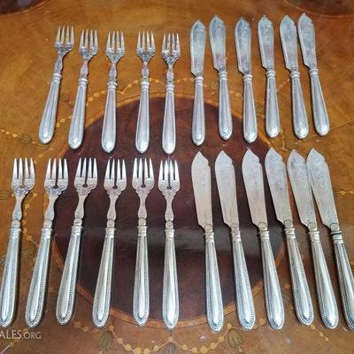 Lot-58 23 Pc Fork & Knife Set Stamped WMF (Loose)