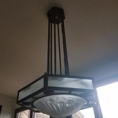 Lot-42 Hanging Hardwired Glass Light W/ Metal Framing