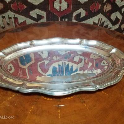 Lot-76 21 1/2" x 13" Silver Serving Platter Stamped 900