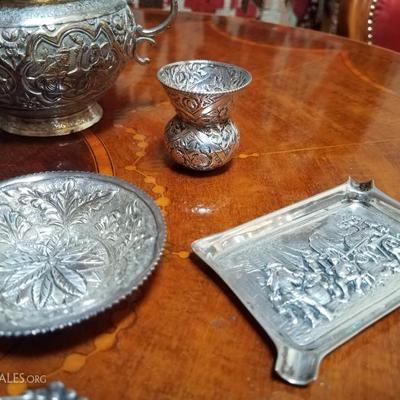 Lot-80 11 Pc Various Mixed Silver Plate Assortment (Teapot)