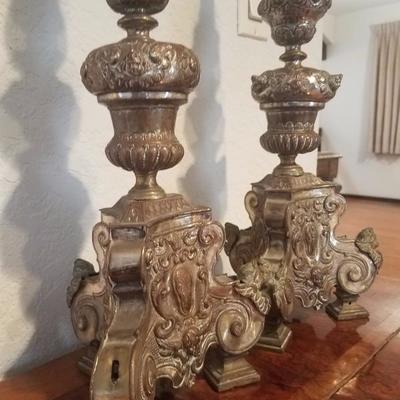 Lot-32 Pair of Victorian Cherub Footed Candelabras 