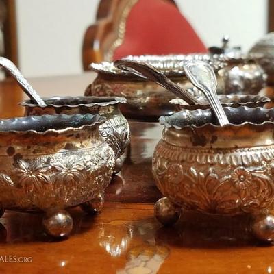 Lot-79 48 Pc Mixed Silver Plate Lot Salt Cellars & Shakers