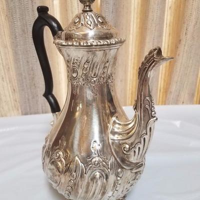 Lot-81 Warranted Silver Black Handled Teapot 1204
