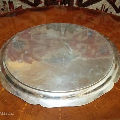 Lot-75 15 1/2" Silver Round Serving Platter Stamped 800