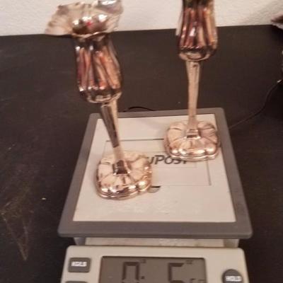 Lot-40 Small 5" Pair of Silver Plate Candle Holders