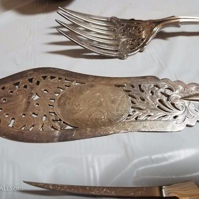 Lot-65 5 Pc Fork, Knife, & Spoon Lot Silver Plate WT