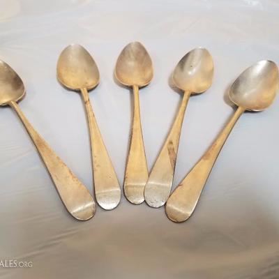Lot-61 5 Pc Silver Plate Spoon Lot Stamped (Loose)