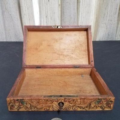 Lot-131 Wooden Box Painted Horses W/ Key (Single)