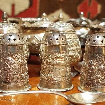 Lot-79 48 Pc Mixed Silver Plate Lot Salt Cellars & Shakers