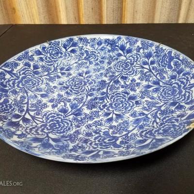 Lot-122 Large Asian Blue Plate #2 Flower Pattern 13"