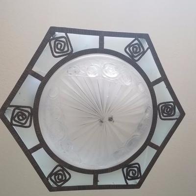Lot-42 Hanging Hardwired Glass Light W/ Metal Framing