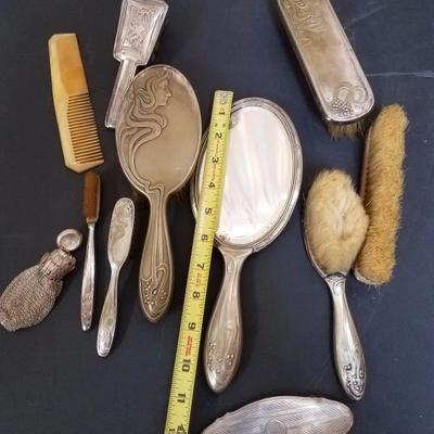 Lot-137 Antique Silver Vanity Brush Set 11pc