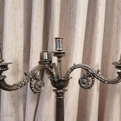 Lot-35 Pair 19th Century Elkington Claw Foot Candelabras 