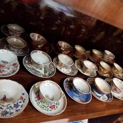 Lot-114 Set of 19 Mini Decorative Asian Tea Cup/Saucer  
