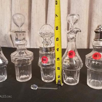 Lot-93 5 Various Baccarat Serving Bottles W/ Metal Rack