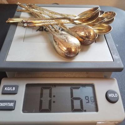 Lot-48 Set of 12 Stamped 84 Silver Spoons Au Gant Rouge in Case