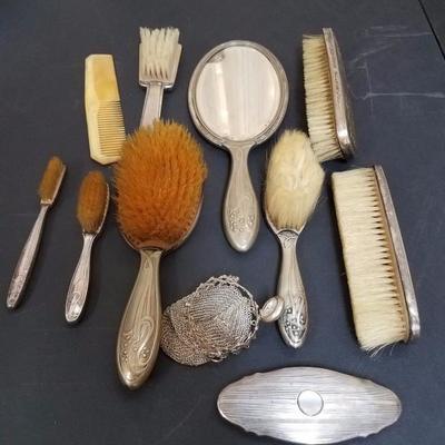 Lot-137 Antique Silver Vanity Brush Set 11pc